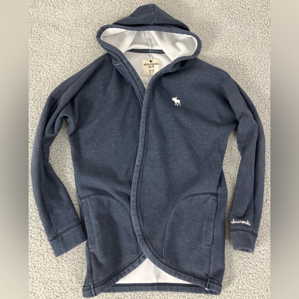Abercrombie Kids Washed Blue Soft Relaxed Hoodie Cardigan Size 13/14